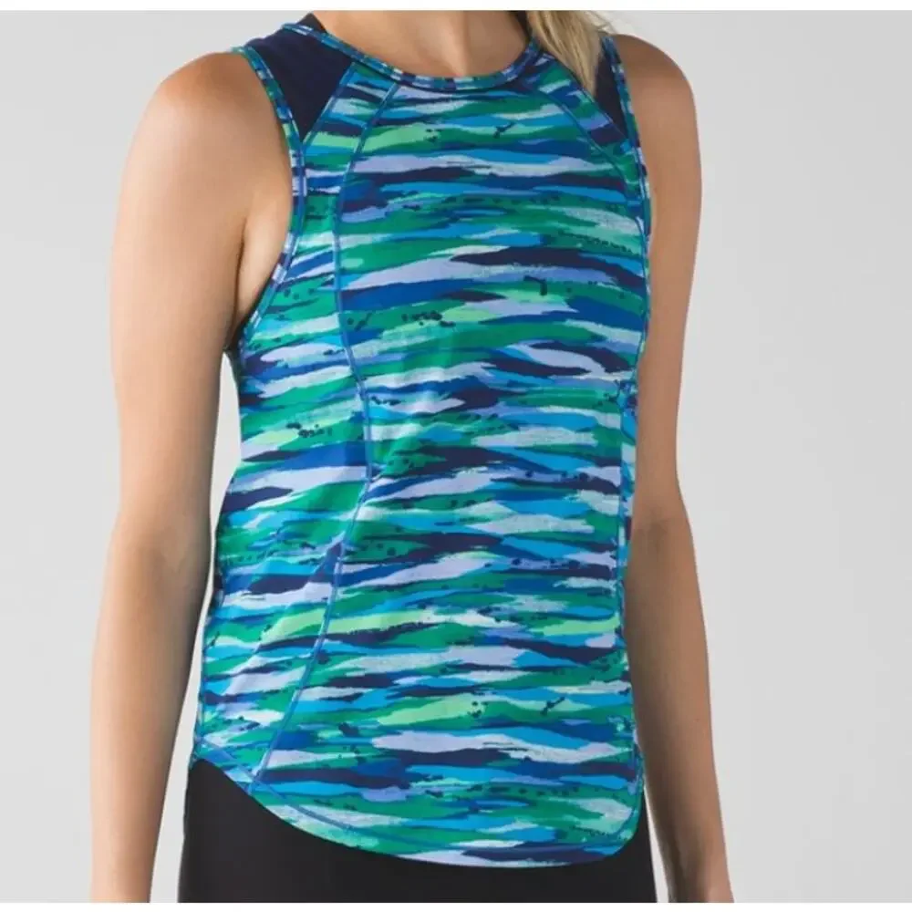 Lululemon Seven Wonders Sculpt Tank Women's Sz 6 Multi Hero Blue Workouts Sporty
